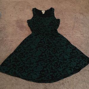 Vintage green rose print dress